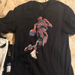 Gildan Black T-Shirt with Red and Blue Graphic